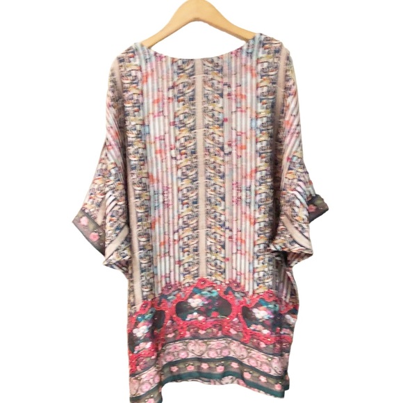 Vibrant colorful print caftan with rhinestones One Size Expressions cata… - Picture 2 of 7